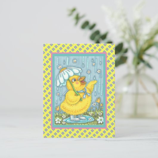 APRIL SHOWERS KUNNEN STROMEN, SPRING CHICK BRIEFKA BRIEFKAART (Staand voorkant)
