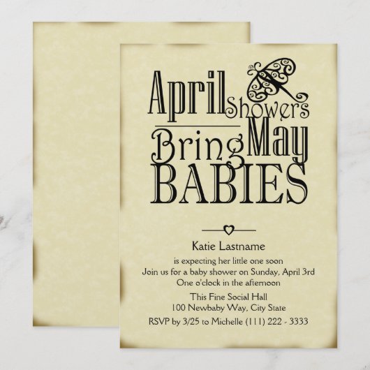 April Showers mei Baby Kaart (Voorkant / Achterkant)