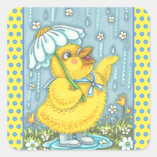 APRIL SHOWERS SPRING CHICK, CHICKEN STICKERS Sheet (Voorkant)
