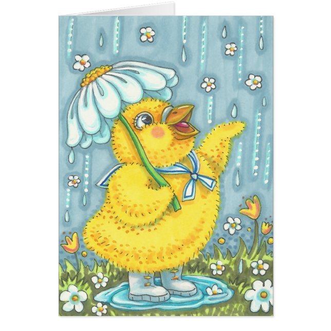APRIL SHOWERS SPRING CHICK NOTE CARD Blank (Voorkant)
