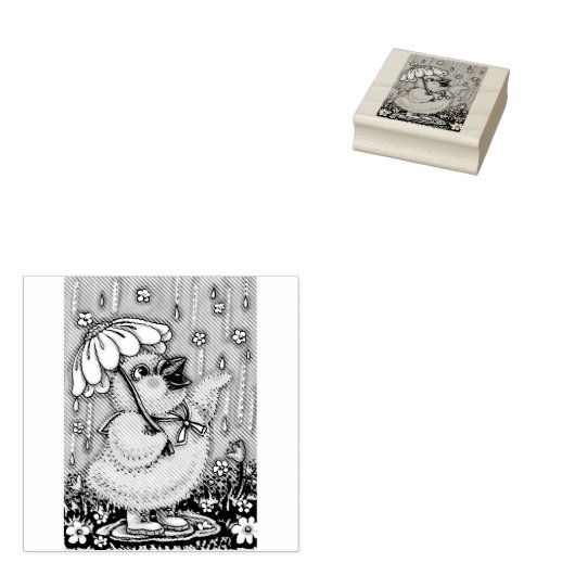 APRIL SHOWERS, SPRING CHICK RUBBER STEMP 	RUBBERSTEMPEL (Gestempeld)
