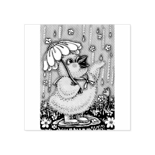 APRIL SHOWERS, SPRING CHICK RUBBER STEMP 	RUBBERSTEMPEL (Afrduk)