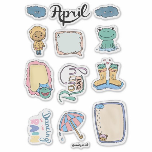 April Sticker Sheet – Rainy Days (Devant)