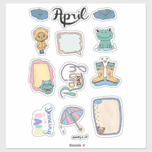 April stickerblad – Regenachtige dagen Sticker
