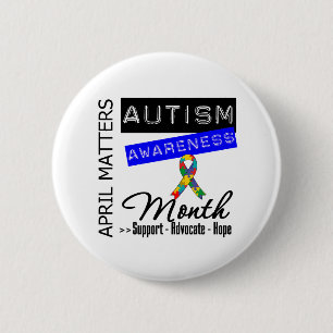 April telt - Autisme Bewustmaands Ronde Button 5,7 Cm