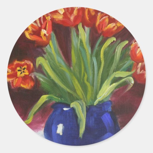 "April Tulpen" Ronde Sticker (Voorkant)