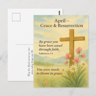 April Verjaardag Bijbelvers Kruis en Opstanding Briefkaart
