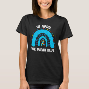 April We Draag Blue Rainbow Puzzle Autism T-shirt