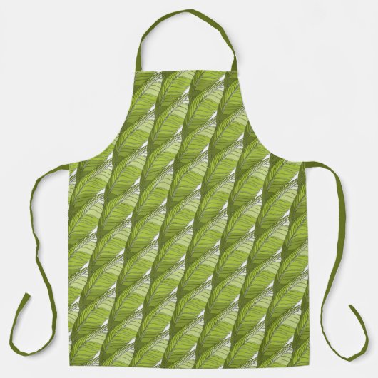 Apron (ao) - Green Feather Shapes in het gesneden Schort (Voorkant)