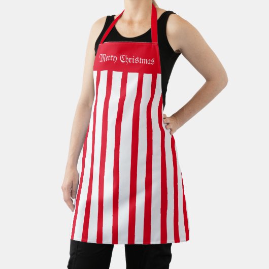 Apron Cafe Red en White Stripe Merry Kerstmis Schort (Insitu)