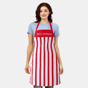 Apron Cafe Red en White Stripe Merry Kerstmis Schort