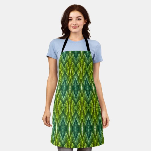 Apron - Kaleidoscoop Patroon in Groenen Schort (Gedragen)
