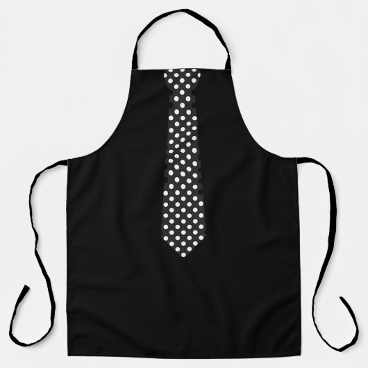 Apron With Polka Dot Tie Black Barbecue Apron Schort (Voorkant)