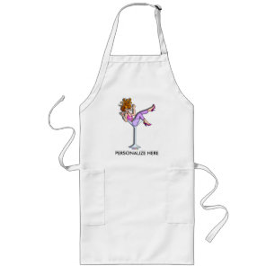APRONS - Meisje in een Martini Glass, Little Red Lang Schort