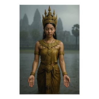 Apsara in de regen foto afdruk