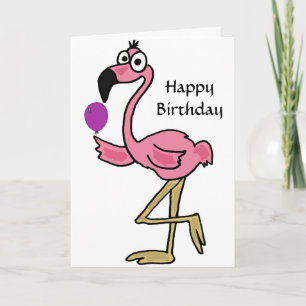AQ- Funny Flamingo Birthday Card Kaart