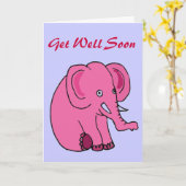 AQ- Funny Pink Elephant Get Well Kaart (Gele Bloem)