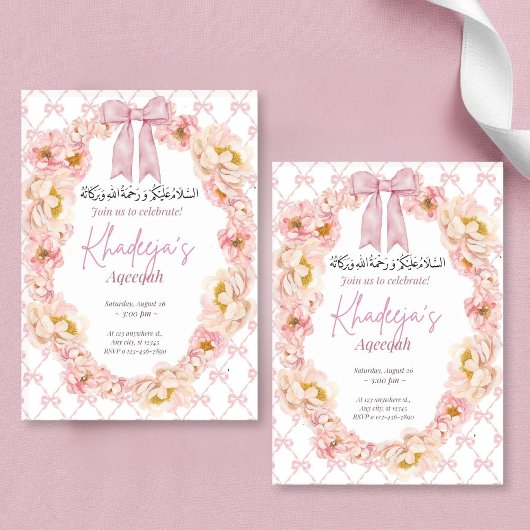 Aqeeqah Floral Bow rose Invitation