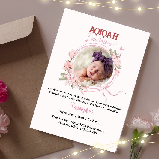 Aqeeqah Floral Rose- Aqiqah- Invitation