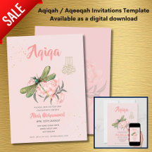 Aqiqa-uitnodigingssjablonen Digitale Libelle Meisj