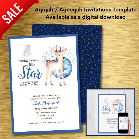 Aqiqah Aqeeqah Invitations Modèle Twinkle Star