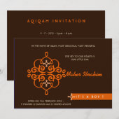 Aqiqah Aqeeqah islamique invitation bébé clé ornée (Devant / Derrière)