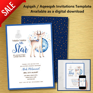 Aqiqah Aqeeqah Uitnodigingen Sjabloon Twinkle Star