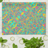 Aqua abstracte kunst retro design theedoek (Gevouwen)