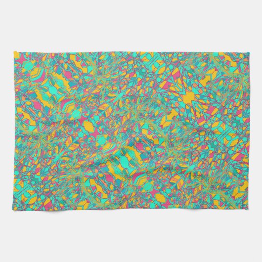 Aqua abstracte kunst retro design theedoek (Horizontaal)