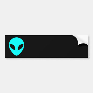 Aqua Alien Head Bumpersticker