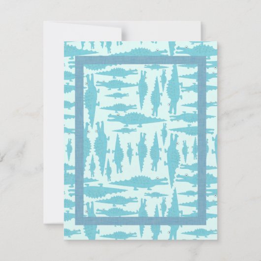 Aqua Alligator Motif bébé garçon douche Invitation (Dos)