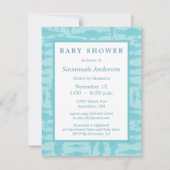Aqua Alligator Pattern Baby Boy Shower Invitations Kaart (Voorkant)