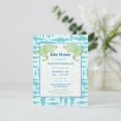 Aqua Alligator Pattern Baby Boy Shower Invitations Kaart (Staand voorkant)
