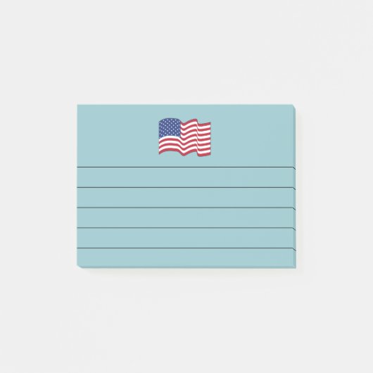 Aqua Amerikaanse Vlag Post It Notes Cadeau  (Voorkant)