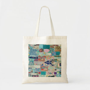 Aqua and Blues Quilt Tapestry Design Canvas tas