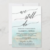Aqua and Gold Waterverf Beach Vow Renewal Kaart (Voorkant)