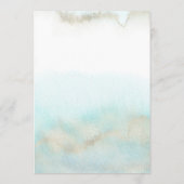 Aqua and Gold Waterverf Beach Wedding Advieskaart (Achterkant)