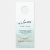 Aqua and Gold Waterverf Beach Wedding Guest (Achterkant)