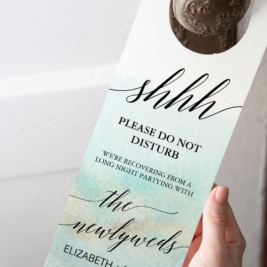 Aqua and Gold Waterverf Beach Wedding Guest