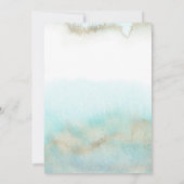 Aqua and Gold Waterverf Beach Wedding Kaart (Achterkant)