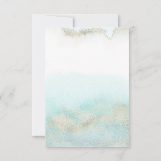 Aqua and Gold Waterverf in Lieu Favors Kaart (Achterkant)