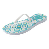Aqua and Yellow Diamonds Ikat Pattern, gepersonali Teenslippers (Schuin)