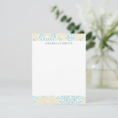 Aqua and Yellow Floral Damask Pattern (Staand voorkant)