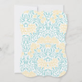 Aqua and Yellow Floral Pattern Birthday Party Kaart (Achterkant)