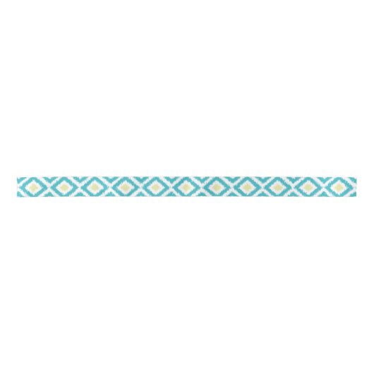 Aqua and Yellow Ikat Diamonds Pattern Lint (Voorkant)