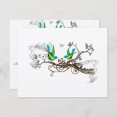 Aqua & Apple Green Tortelduifjes bruiloft RSVP (Voorkant / Achterkant)