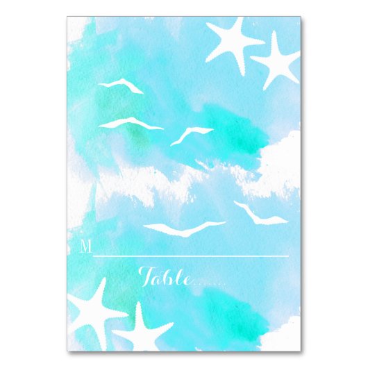 Aqua aquarelle, carte mariage d'étoiles de mer (Par défaut)