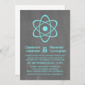 Aqua Atomic Chalkboard Wedding Invite Kaart (Voorkant / Achterkant)
