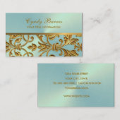 Aqua avec Carte de visite Gold Damask (Devant / Derrière)