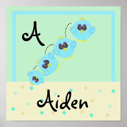 Aqua Baby Bird Poster (Voorkant)
